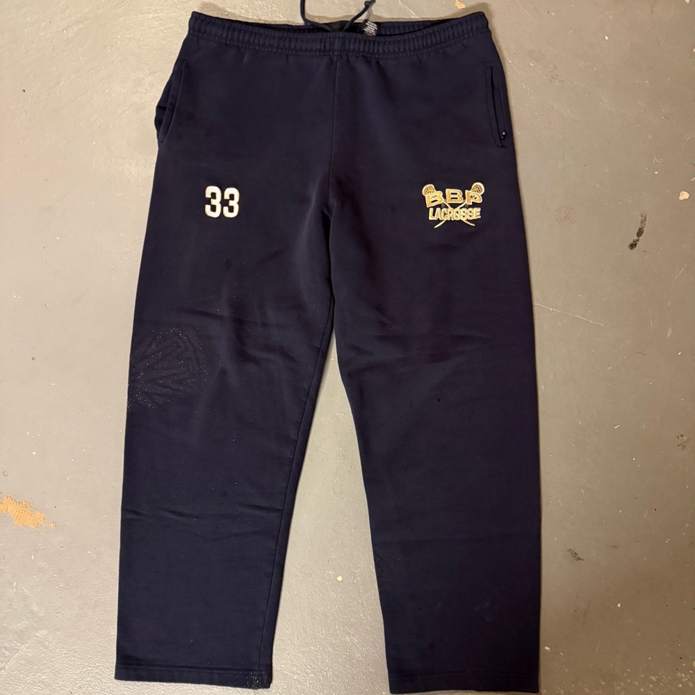 Black Lacrosse Sweatpants with Gold Logo